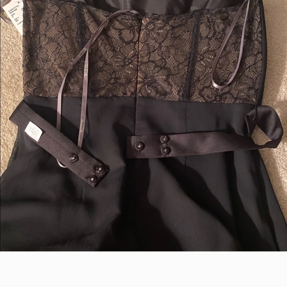 White by Vera Wang Black Lace Strapless Gown Size 8 NWT - Picture 12 of 15